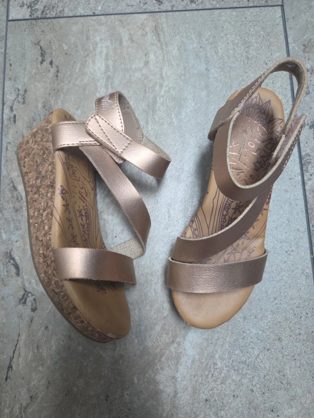 - Blowfish Girls Metallic Rose Gold Wedge Sandals